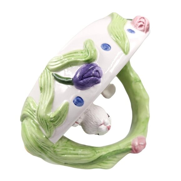 Vintage Easter Bunny Basket Flower Garden Candy Dish Whimsical Spring Garden by - Picture 6 of 8